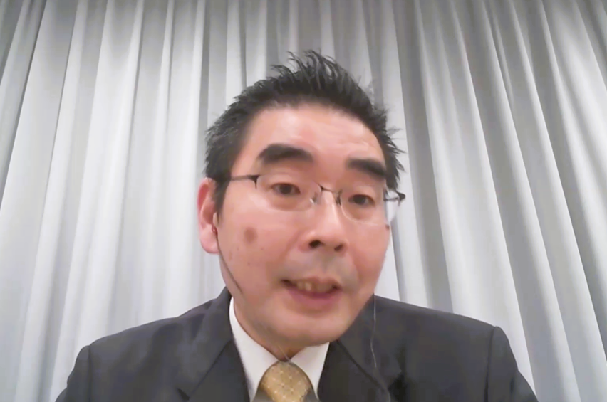 三井住友DSアセットマネジメント 責任投資推進室 プリンシパルである水野政紀氏のプレゼンテーション写真